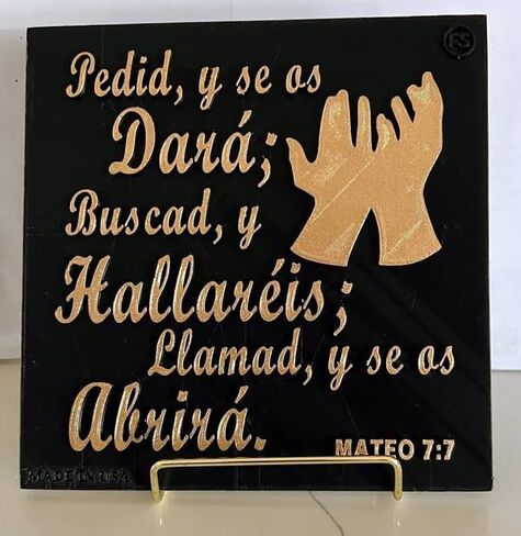 Placa: PEDID Y SE OS DARA, BUSCAD Y HALLAREIS, LLAMAD Y SE OS ABRIRA Decorative wall plaques, Christian plaques, friendship plaques, gift or memories plaques, Handmade in USA in Saudi Arabia
