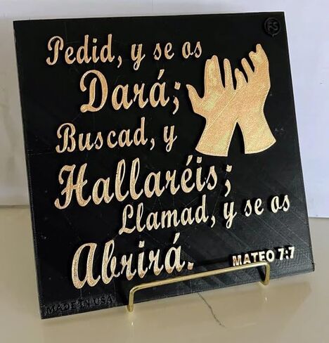 Placa: PEDID Y SE OS DARA, BUSCAD Y HALLAREIS, LLAMAD Y SE OS ABRIRA Decorative wall plaques, Christian plaques, friendship plaques, gift or memories plaques, Handmade in USA in Saudi Arabia