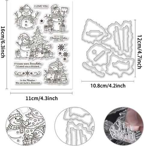 Merry Christmas Clear Stamps for Card Making Christmas Elk Pulled The Sleigh Clear Stamps and Cutting Dies Set Snowflake Gifts Deer Elk Clear Rubber Scrapbooking Stamps and Dies Set in Saudi Arabia