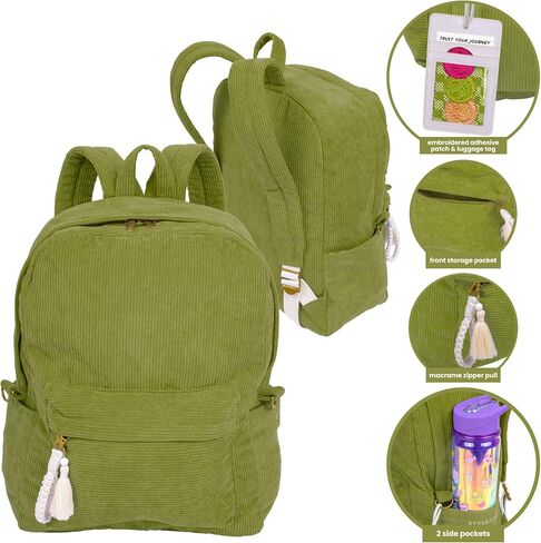 Fashion Angels Style.Lab Backpack for Kids, Corduroy Travel Bookbag with Matching Belt Bag, Cute & Stylish Design, Ideal for Girls & Boys in School, White in Saudi Arabia