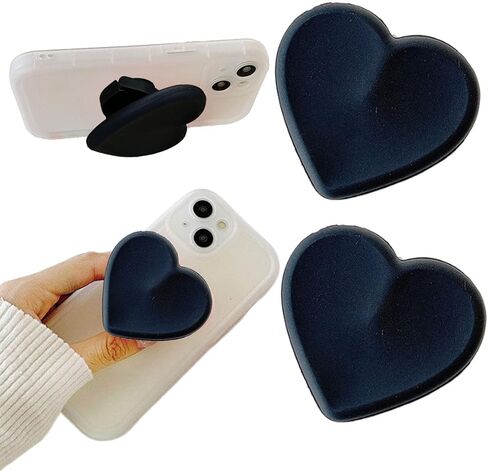 2PCS Heart-Shaped Silicone Mobile Phone Grip Stand,Vilbocr Collapsible Cellphone Finger Grip Holder for Smartphone Tablet Cell Phone Accessory (Pink) in Kuwait
