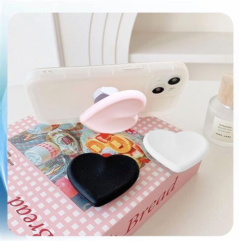 2PCS Heart-Shaped Silicone Mobile Phone Grip Stand,Vilbocr Collapsible Cellphone Finger Grip Holder for Smartphone Tablet Cell Phone Accessory (Pink) in Kuwait