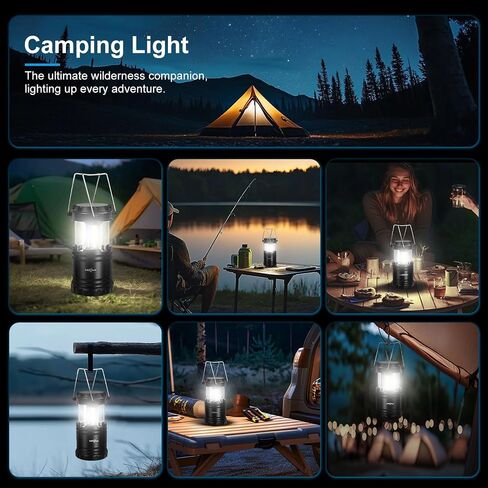 LED Camping Lantern ، الأضواء التي تعمل بالبطارية ، سطوع قابل للتعديل للتخييم ، حالات الطوارئ ، انقطاع التيار الكهربائي ، الفوانيس القابلة للطي في الهواء الطلق ، 2 عبوة in Saudi Arabia