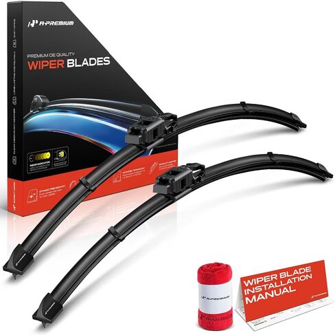 A-Premium Pack of 2 Windshield Wiper Blades with Wear Indicator & Towel - Compatible with Mini Cooper Countryman 2017-2024 - 23" and 21", Gen2V6 Connector, Left and Right in Saudi Arabia