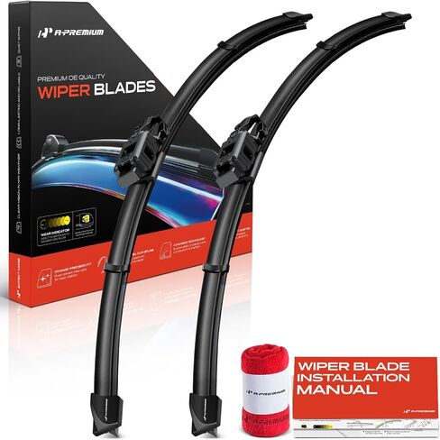 A-Premium Pack of 2 Windshield Wiper Blades with Wear Indicator & Towel - Compatible with Mini Cooper Countryman 2017-2024 - 23" and 21", Gen2V6 Connector, Left and Right in Saudi Arabia