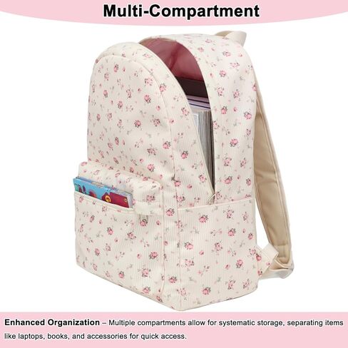 حقيبة ظهر Octsky للفتيات في سن المراهقة حقائب كتب قصيرة للمرحلة الابتدائية والمتوسطة والثانوية للنساء وحقائب نهارية للسفر باللون البيج/الأسود in Kuwait