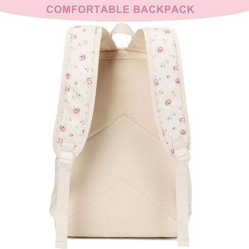 حقيبة ظهر Octsky للفتيات في سن المراهقة حقائب كتب قصيرة للمرحلة الابتدائية والمتوسطة والثانوية للنساء وحقائب نهارية للسفر باللون البيج/الأسود in Kuwait