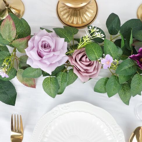 6FT مصنوع يدويًا من زهور الورد الاصطناعي، زهور الطين، إكليل الطاولة، عباءة ترتيبات الزهور، خلفية قوس الزهور، ديكورات طاولات الاستقبال وحفلات الزفاف in Kuwait