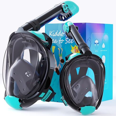 Greatever G2 Adults Kids Full Face Snorkel Mask 2 Pcs,Snorkeling Gear with Latest Dry Top System,Foldable 180 Degree Panoramic View,Safe Breathing,Anti-Leak&Anti-Fog Snorkeling Mask with Camera Mount in Saudi Arabia