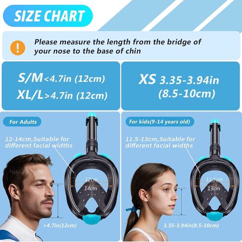 Greatever G2 Adults Kids Full Face Snorkel Mask 2 Pcs,Snorkeling Gear with Latest Dry Top System,Foldable 180 Degree Panoramic View,Safe Breathing,Anti-Leak&Anti-Fog Snorkeling Mask with Camera Mount in Saudi Arabia