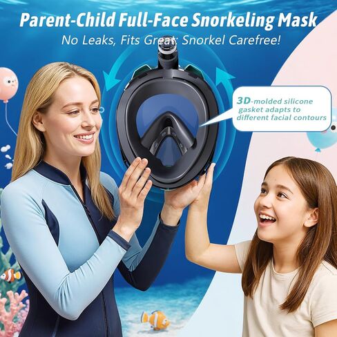 Greatever G2 Adults Kids Full Face Snorkel Mask 2 Pcs,Snorkeling Gear with Latest Dry Top System,Foldable 180 Degree Panoramic View,Safe Breathing,Anti-Leak&Anti-Fog Snorkeling Mask with Camera Mount in Saudi Arabia