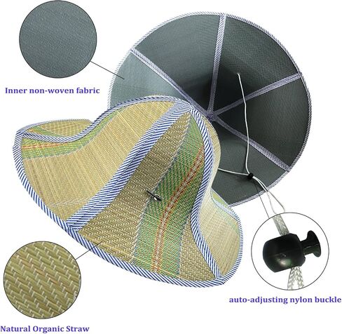 Foldable Straw Hat for Men Women Farmer Sun Hat Wide Brim Breathable Fishing Hat Summer Hat in Saudi Arabia