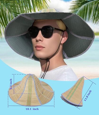 Foldable Straw Hat for Men Women Farmer Sun Hat Wide Brim Breathable Fishing Hat Summer Hat in Saudi Arabia