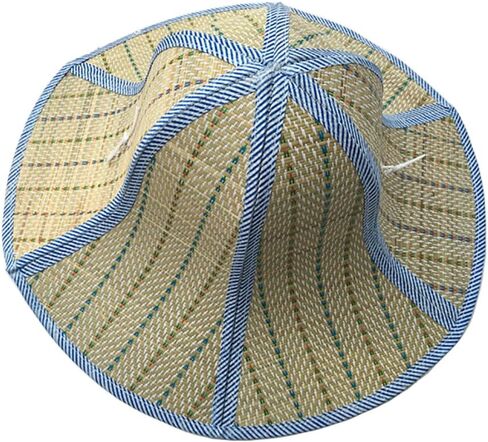 1 Pcs Summer Beach Boater Straw Hat,Chinese Style Foldable Straw Sun Cap Visor Hat for Mens and Women Blue in Saudi Arabia