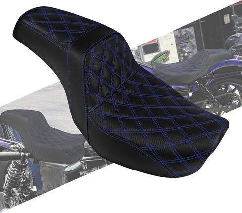 مقعد راكب من قطعة واحدة من قطعة واحدة وسادة مقعد من قطعتين من أجل Harley Dyna Fat Fxdf Low Rider Fxdl Street Bob Fxdb Switchback Fld Wide Glide Fxdwg 2006-2017 (غرزة حمراء) in Kuwait