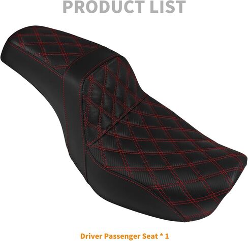 مقعد راكب من قطعة واحدة من قطعة واحدة وسادة مقعد من قطعتين من أجل Harley Dyna Fat Fxdf Low Rider Fxdl Street Bob Fxdb Switchback Fld Wide Glide Fxdwg 2006-2017 (غرزة حمراء) in Kuwait