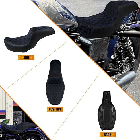 مقعد راكب من قطعة واحدة من قطعة واحدة وسادة مقعد من قطعتين من أجل Harley Dyna Fat Fxdf Low Rider Fxdl Street Bob Fxdb Switchback Fld Wide Glide Fxdwg 2006-2017 (غرزة حمراء) in Kuwait