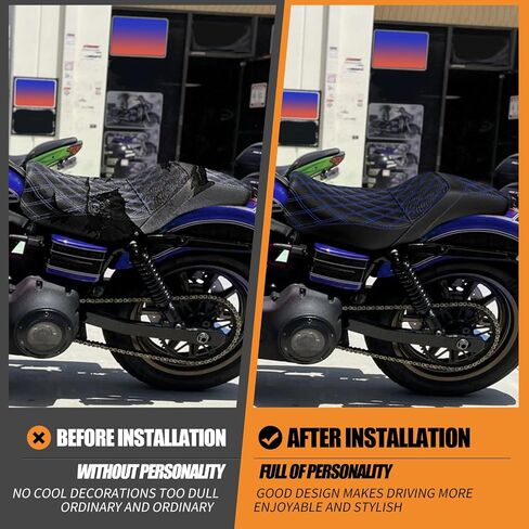 مقعد راكب من قطعة واحدة من قطعة واحدة وسادة مقعد من قطعتين من أجل Harley Dyna Fat Fxdf Low Rider Fxdl Street Bob Fxdb Switchback Fld Wide Glide Fxdwg 2006-2017 (غرزة حمراء) in Kuwait