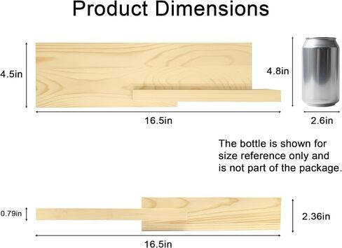 Unique Floating Shelves, Modern Reversible Wall Shelves, Minimalist Wall Mount Shelves, Picture Ledge & Frame Display for Bedroom, Living Room, Bathroom, Kitchen, 4.5D x 16.5W Inch, Brown in Kuwait