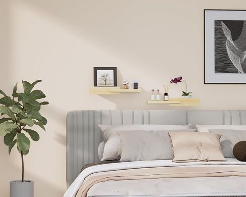 Unique Floating Shelves, Modern Reversible Wall Shelves, Minimalist Wall Mount Shelves, Picture Ledge & Frame Display for Bedroom, Living Room, Bathroom, Kitchen, 4.5D x 16.5W Inch, Brown in Kuwait