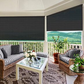 ZY Blinds Outdoor Cordless Roller Shades, Windproof Light Filtering Black Solar Fabric Window Blinds, Custom Sunlight Protection Shades for Window, Deck, Porch, Balcony, Backyard in Saudi Arabia