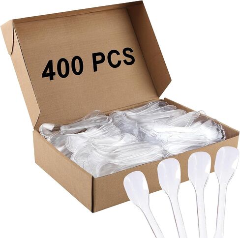 400 قطعة من ملاعق الحلوى البلاستيكية الصغيرة مقاس 4 بوصات، ملاعق حلوى الآيس كريم للاستعمال مرة واحدة، متعددة الألوان لشاحنات الطعام، والحفلات والمناسبات in Kuwait