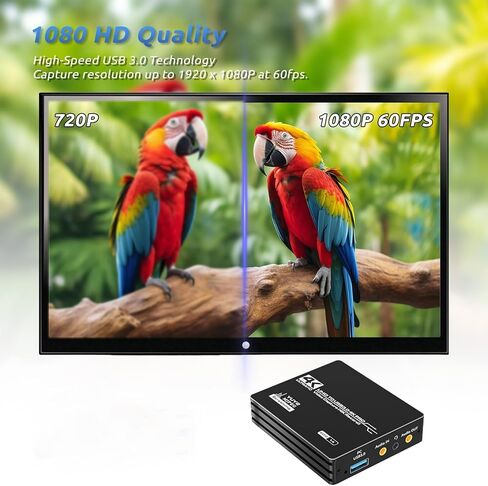 بطاقة التقاط فيديو 4K HDMI 1080P HDMI إلى USB محول لعبة مسجل الصوت للبث المباشر والبث المباشر وتسجيل الفيديو والتعليم والألعاب in Kuwait