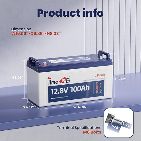 12V 100Ah LiFePO4 Battery, 4000+ Deep Cycle Lithium Battery, Built-in 100A BMS, Ideal for Trolling Motor, RV, Solar Panel Systems, and Off-Grid Power Solutions in Saudi Arabia