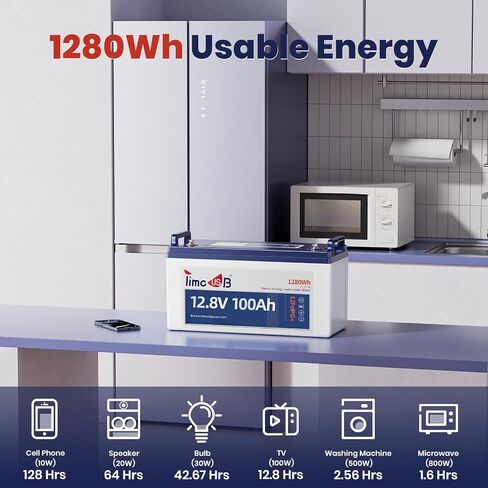 12V 100Ah LiFePO4 Battery, 4000+ Deep Cycle Lithium Battery, Built-in 100A BMS, Ideal for Trolling Motor, RV, Solar Panel Systems, and Off-Grid Power Solutions in Saudi Arabia
