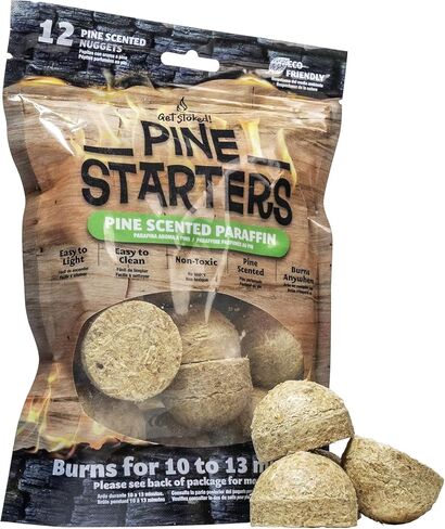 Stoked Pine-Scented Fire Starters (12-Pack) Clean, Odorless & Chemical-Free | Infuses Your Fire with Fresh Pine Fragrance | Reliable for BBQs & Campfires in Kuwait