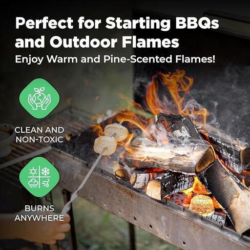 Stoked Pine-Scented Fire Starters (12-Pack) Clean, Odorless & Chemical-Free | Infuses Your Fire with Fresh Pine Fragrance | Reliable for BBQs & Campfires in Kuwait