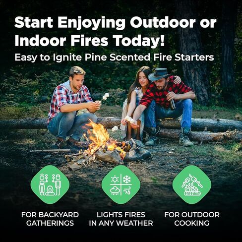 Stoked Pine-Scented Fire Starters (12-Pack) Clean, Odorless & Chemical-Free | Infuses Your Fire with Fresh Pine Fragrance | Reliable for BBQs & Campfires in Kuwait