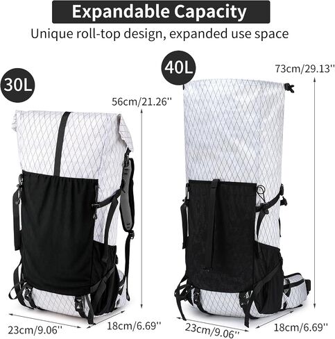 Hiking Backpack,40L to 50L Extra Large Capacity Hiking Bag,Internal Frame Camping Backpack,Upgraded X-PAC Lightweight Sport Daypack Travel Backpack Fit For Mountain Climbing Camping(Grey Green) in Kuwait