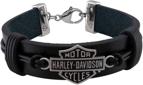 Harley -Davidson Men's Nut & Coil B&S Bracelet - الفولاذ المقاوم للصدأ ، أسود in Saudi Arabia
