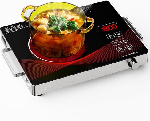 2200 واط صفيحة حارة كهربائية تحت الحمراء ، طهي موقد واحد محمول مع جهاز توقيت ومكافحة تعمل باللمس ، موقد كونترتوب من الزجاج الخزفي ، 11 مستويات حرارة ، طباخ غير حث مضغوط لجميع أدوات الطهي 110V in Kuwait
