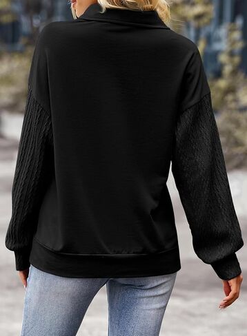 shewin womens غير رسمية طويلة الأكمام نصف الرمز البريدي قميص فضفاضة قمم السحب السقوط Fall Fashion 2025 Quarter Zipper Hoodies in Kuwait