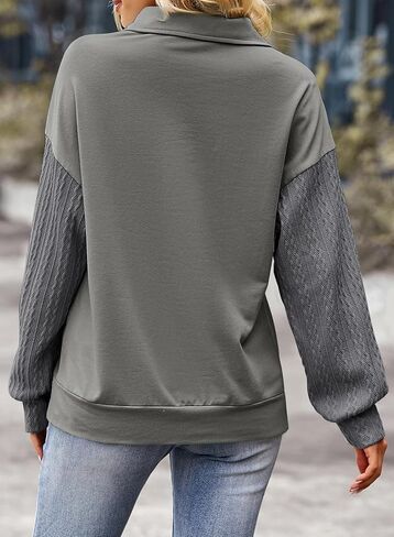 SHEWIN Womens Casual Long Sleeve Half Zip Sweatshirt Loose Pullover Tops Fall Fashion 2025 Quarter Zipper Hoodies in Saudi Arabia
