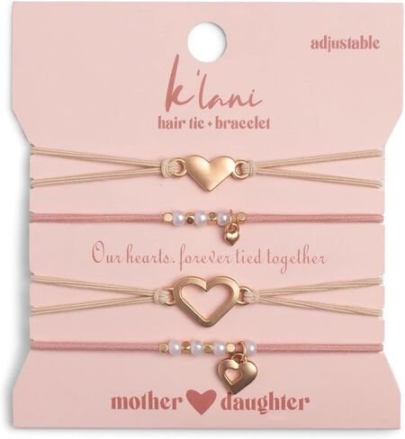 أساور K'lani Boho Hair Tie For Mother & Daughter ، مرونة قابلة للتعديل مع السحر ، حاملي ذيل حصان بدون دقة ، أساور أنيقة للشعر الكثيف والرقيق ، الأنيق ، العصري والعملي ، مجموعة هدايا مثالية من 2 in Kuwait