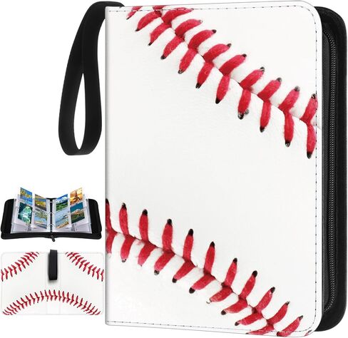 Card Binder 4/9 Pocket PU Waterproof Trading Binder for 400/900 Portable Album Holder with Zipper Wristband Card Organizer Gifts(Blue Marble,13.4 x 10.6 x 2 Inch) in Kuwait