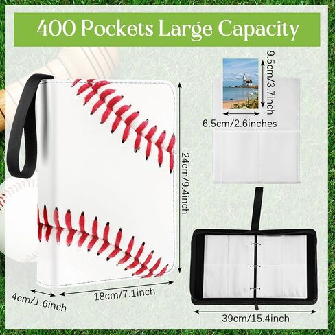 Card Binder 4/9 Pocket PU Waterproof Trading Binder for 400/900 Portable Album Holder with Zipper Wristband Card Organizer Gifts(Blue Marble,13.4 x 10.6 x 2 Inch) in Kuwait