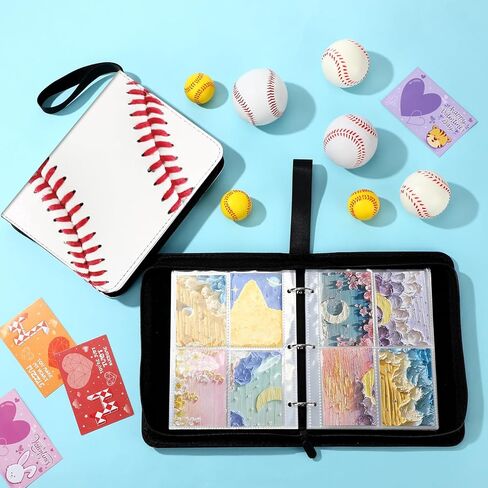 Card Binder 4/9 Pocket PU Waterproof Trading Binder for 400/900 Portable Album Holder with Zipper Wristband Card Organizer Gifts(Blue Marble,13.4 x 10.6 x 2 Inch) in Kuwait