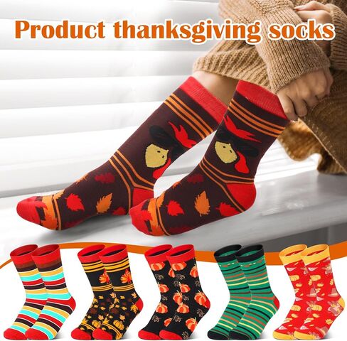 Jeyiour 24 Pair Fall Autumn Socks Men Women Turkey Pumpkin Socks for Thanksgiving Holiday Colorful Gifts in Saudi Arabia