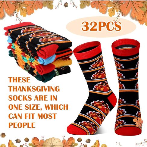 Jeyiour 24 Pair Fall Autumn Socks Men Women Turkey Pumpkin Socks for Thanksgiving Holiday Colorful Gifts in Saudi Arabia