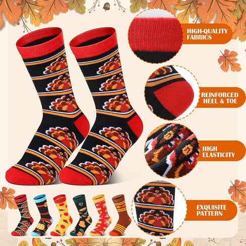 Jeyiour 24 Pair Fall Autumn Socks Men Women Turkey Pumpkin Socks for Thanksgiving Holiday Colorful Gifts in Saudi Arabia