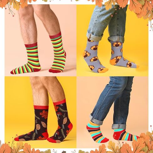 Jeyiour 24 Pair Fall Autumn Socks Men Women Turkey Pumpkin Socks for Thanksgiving Holiday Colorful Gifts in Saudi Arabia