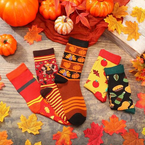 Jeyiour 24 Pair Fall Autumn Socks Men Women Turkey Pumpkin Socks for Thanksgiving Holiday Colorful Gifts in Saudi Arabia