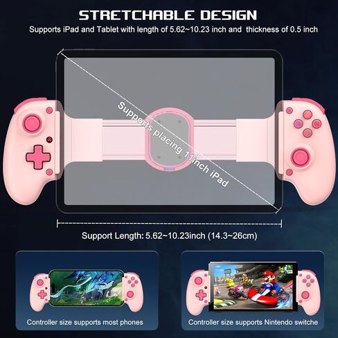 arVin Mobile Gaming Controller for iPhone/iPad/Android/Tablet/PC/Switch/PS4, Wireless Gamepad with RGB Cooler/Hall Effect Sensing Joystick/Turbo/Back Key,for Xbox Game Pass/PS Remote Play/Steam Link in Saudi Arabia