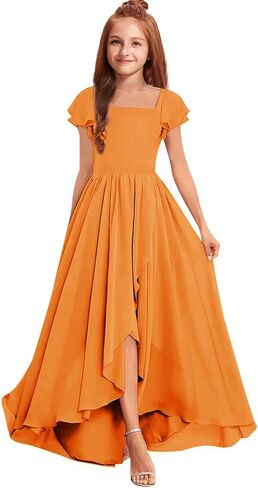 Junior Bridesmaid Dresses Chiffon Long Flower Girl Dress for Teen Girls Formal Wedding Party Dress Pageant Gown in Kuwait