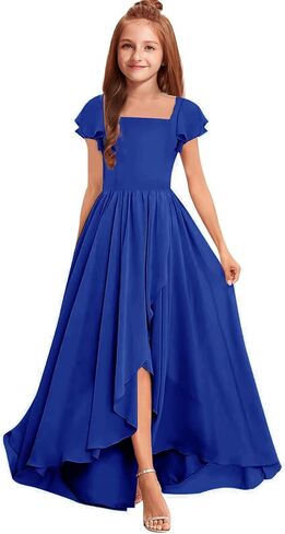 Junior Bridesmaid Dresses Chiffon Long Flower Girl Dress for Teen Girls Formal Wedding Party Dress Pageant Gown in Kuwait