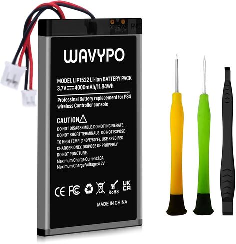 WAVYPO 2 Pack PS4 Controller Battery, 4000mAh Replacement for PS4/PS4 Pro/PS4 Slim Playstation 4 Dualshock 4 Controller CUH-ZCT1H CUH-ZCT1E CUH-ZCT1U CUH-ZCT2U CUH-ZCT2 in Saudi Arabia